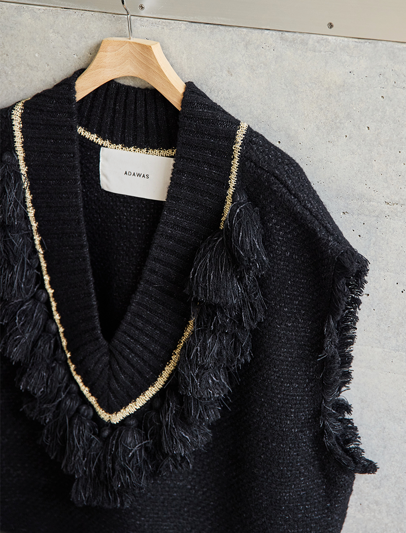 《ADAWAS/EZ》TWEED FRINGE VEST
