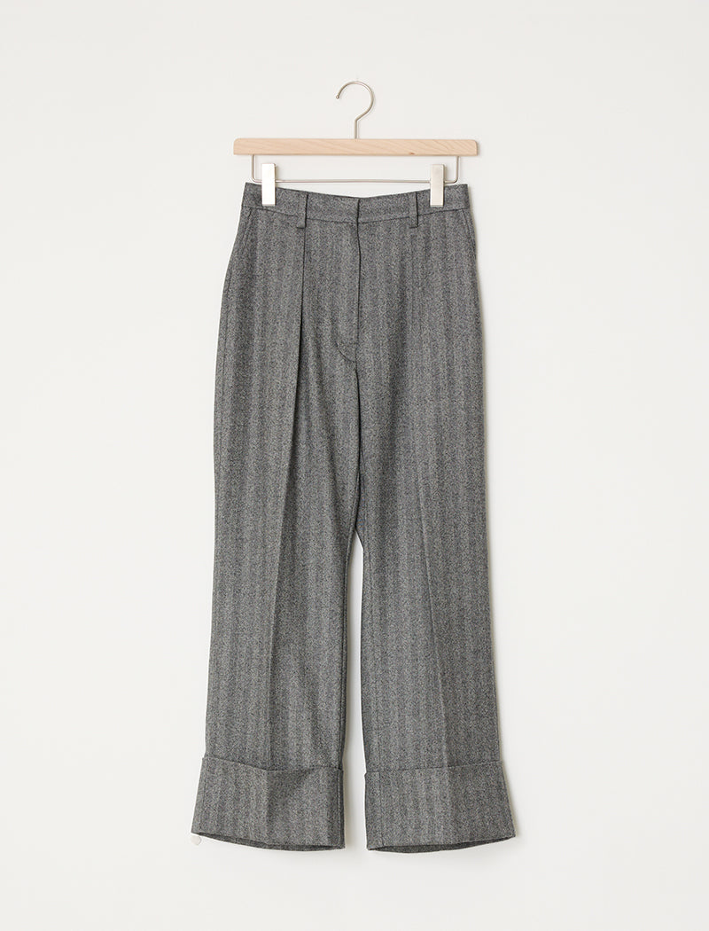 《ADAWAS/EZ》FLANNEL TURN-UP HEM TROUSER