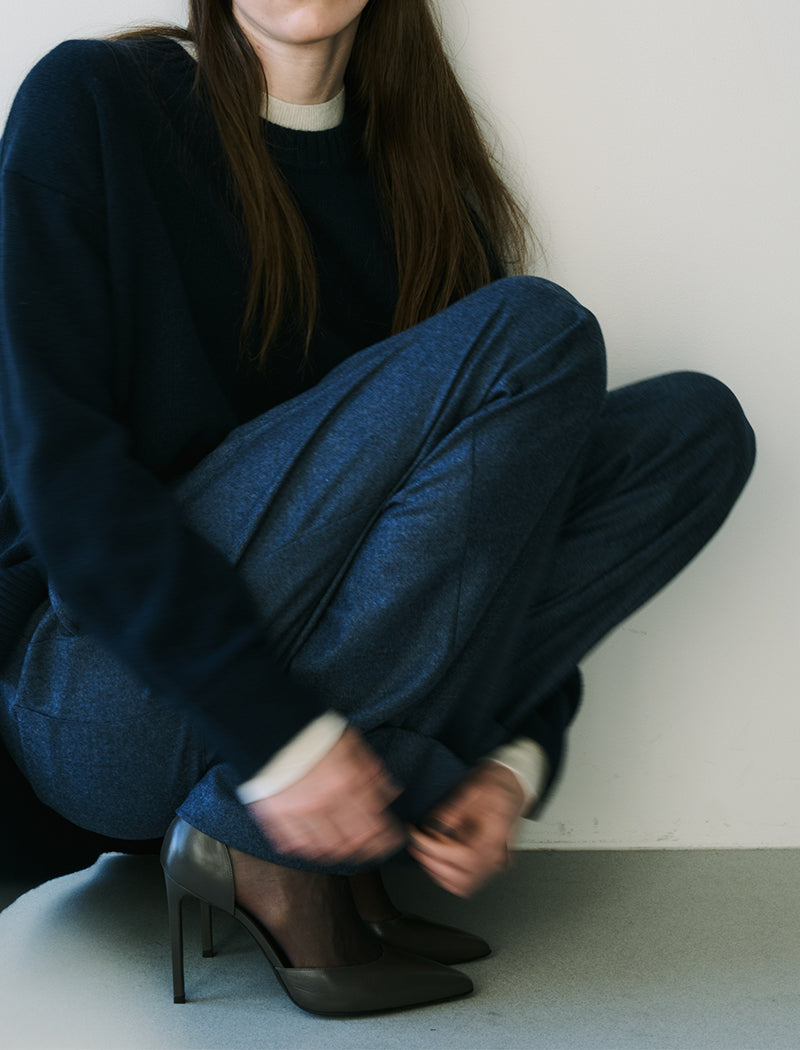 《ADAWAS/EZ》FLANNEL TURN-UP HEM TROUSER