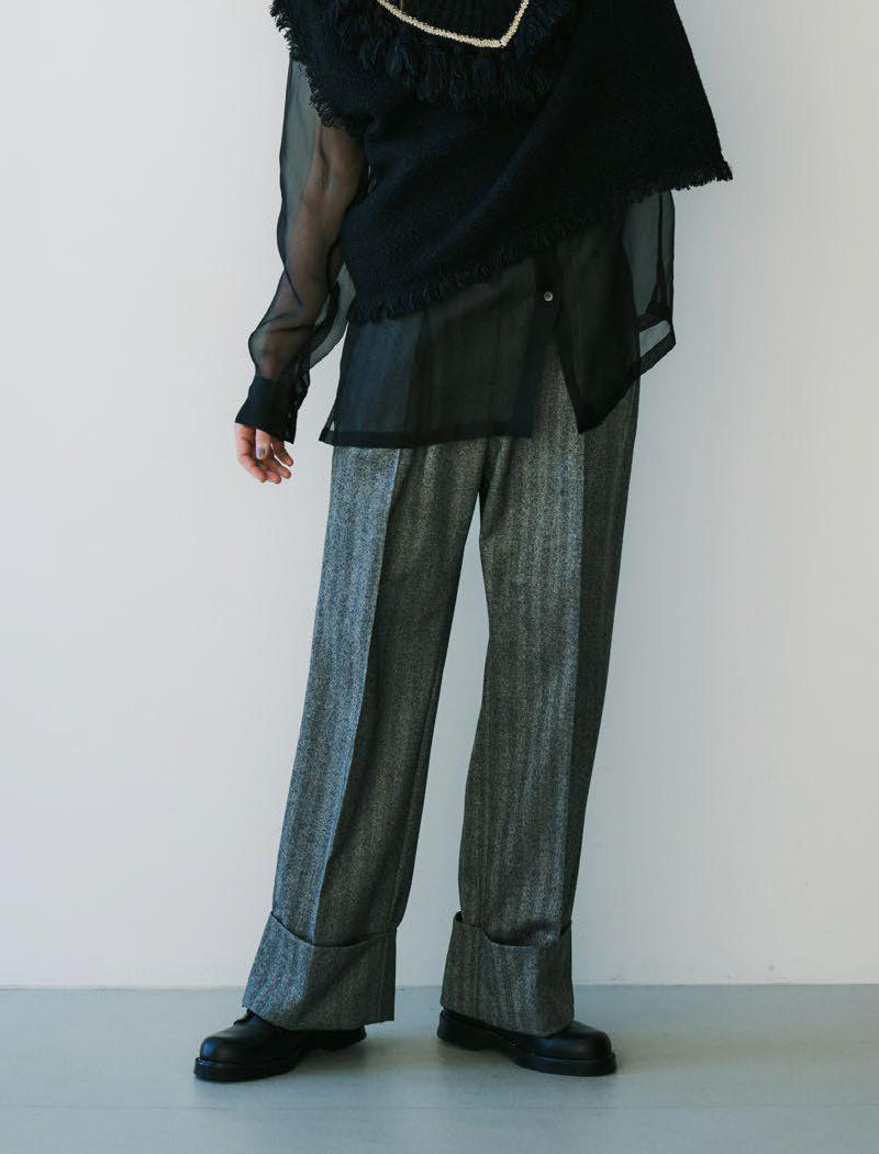《ADAWAS/EZ》FLANNEL TURN-UP HEM TROUSER