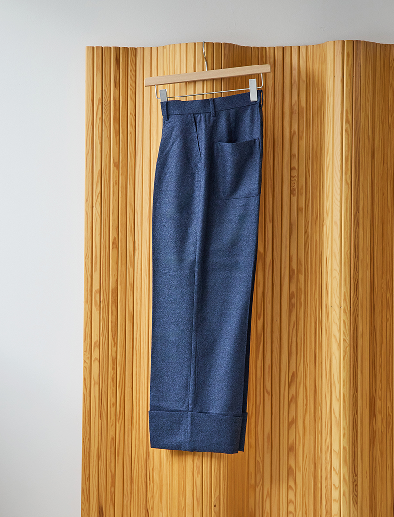 《ADAWAS/EZ》FLANNEL TURN-UP HEM TROUSER