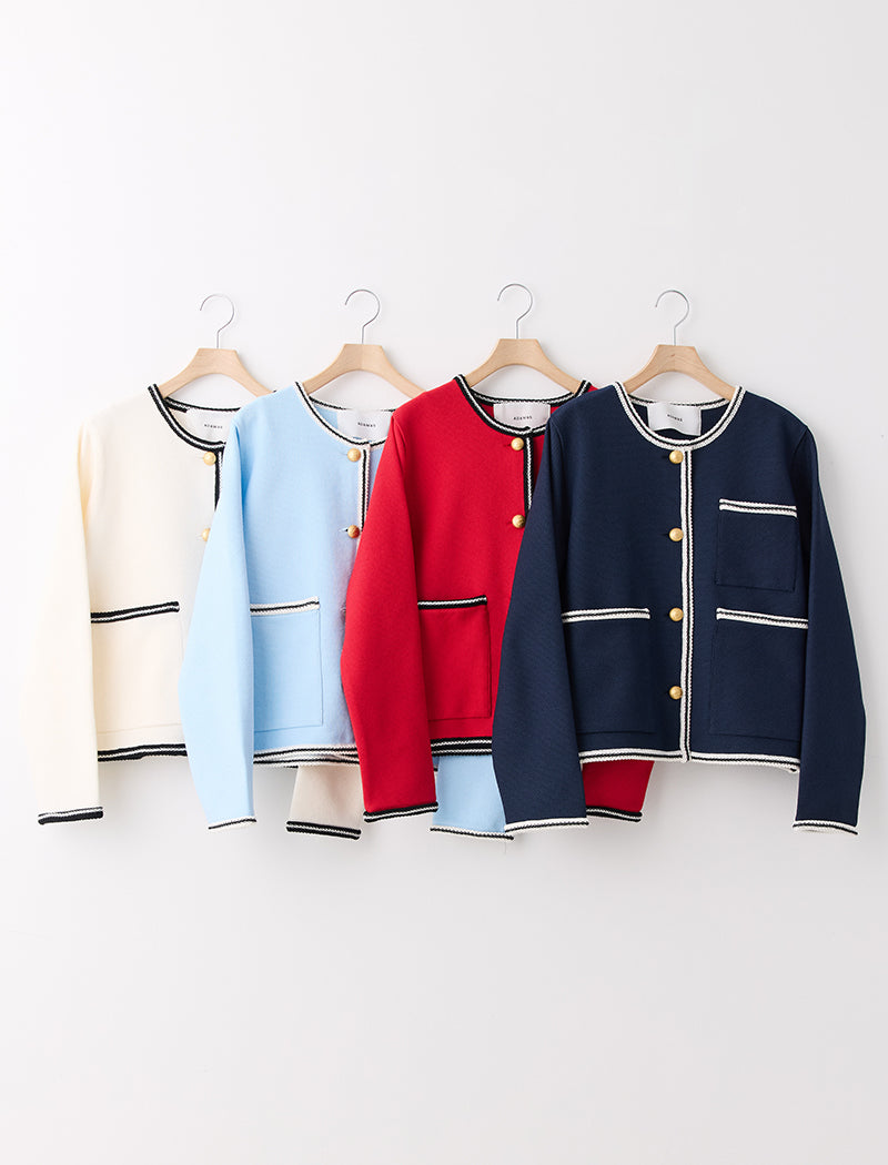 LIGHT INLAY KNIT TRIMMED JACKET