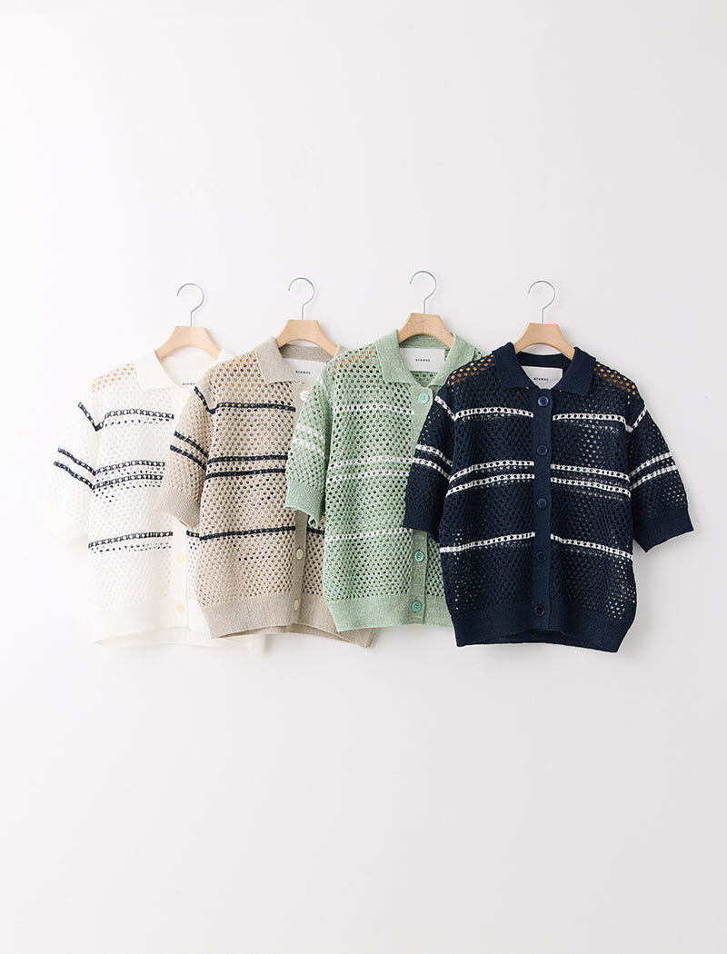 MESH POLO-CARDIGAN