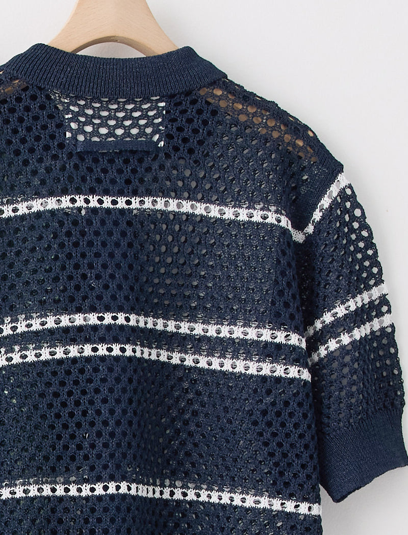 MESH POLO-CARDIGAN