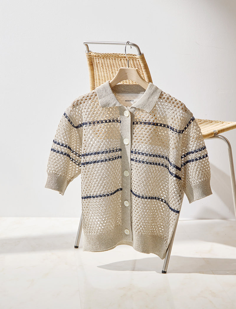 MESH POLO-CARDIGAN