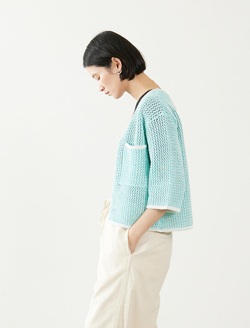 LINEN BLENDED MESH CARDIGAN