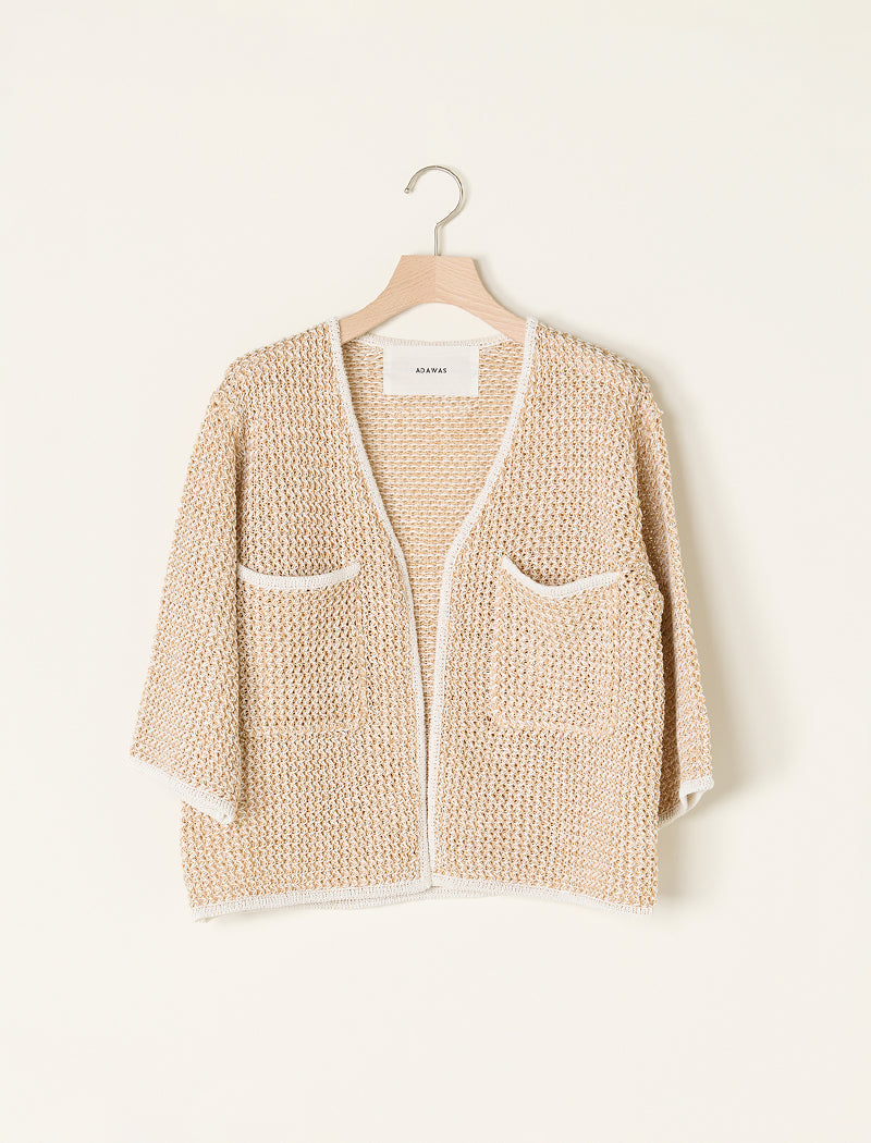 LINEN BLENDED MESH CARDIGAN