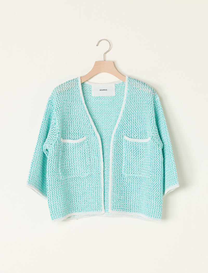 LINEN BLENDED MESH CARDIGAN