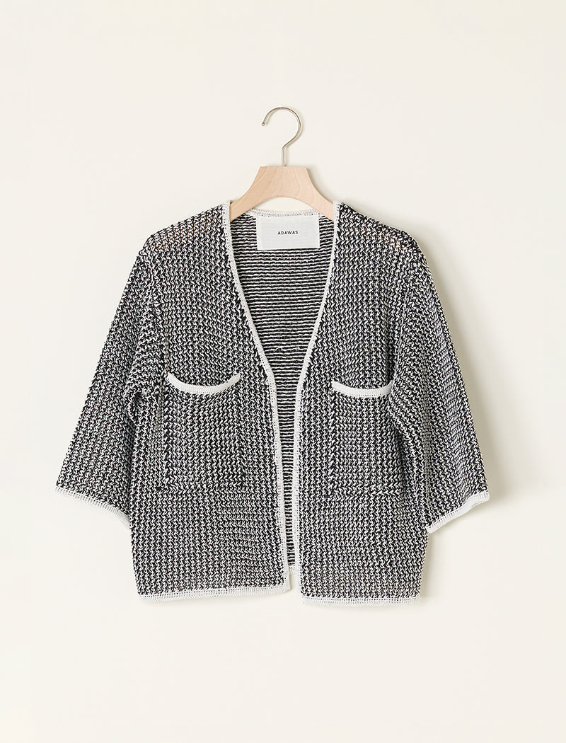LINEN BLENDED MESH CARDIGAN