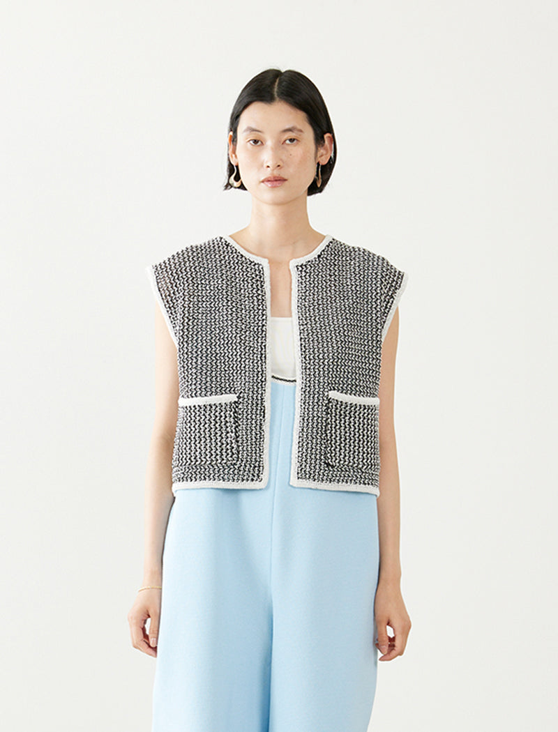 LINEN BLENDED MESH VEST