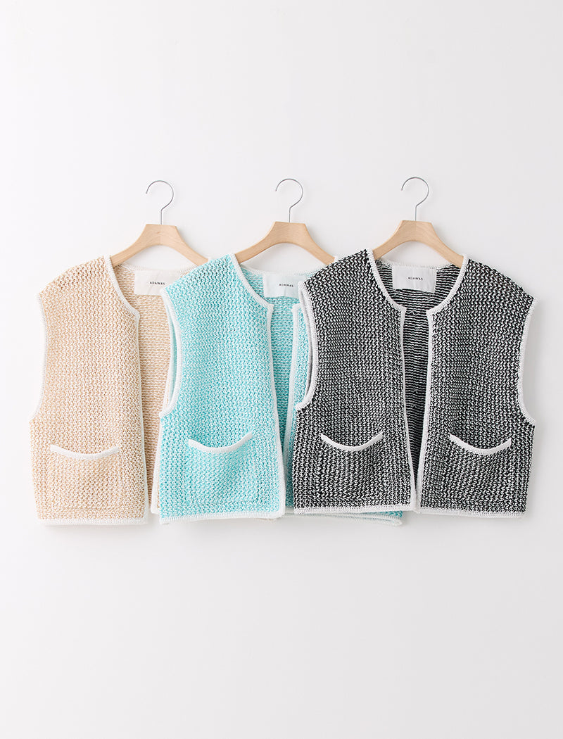 LINEN BLENDED MESH VEST