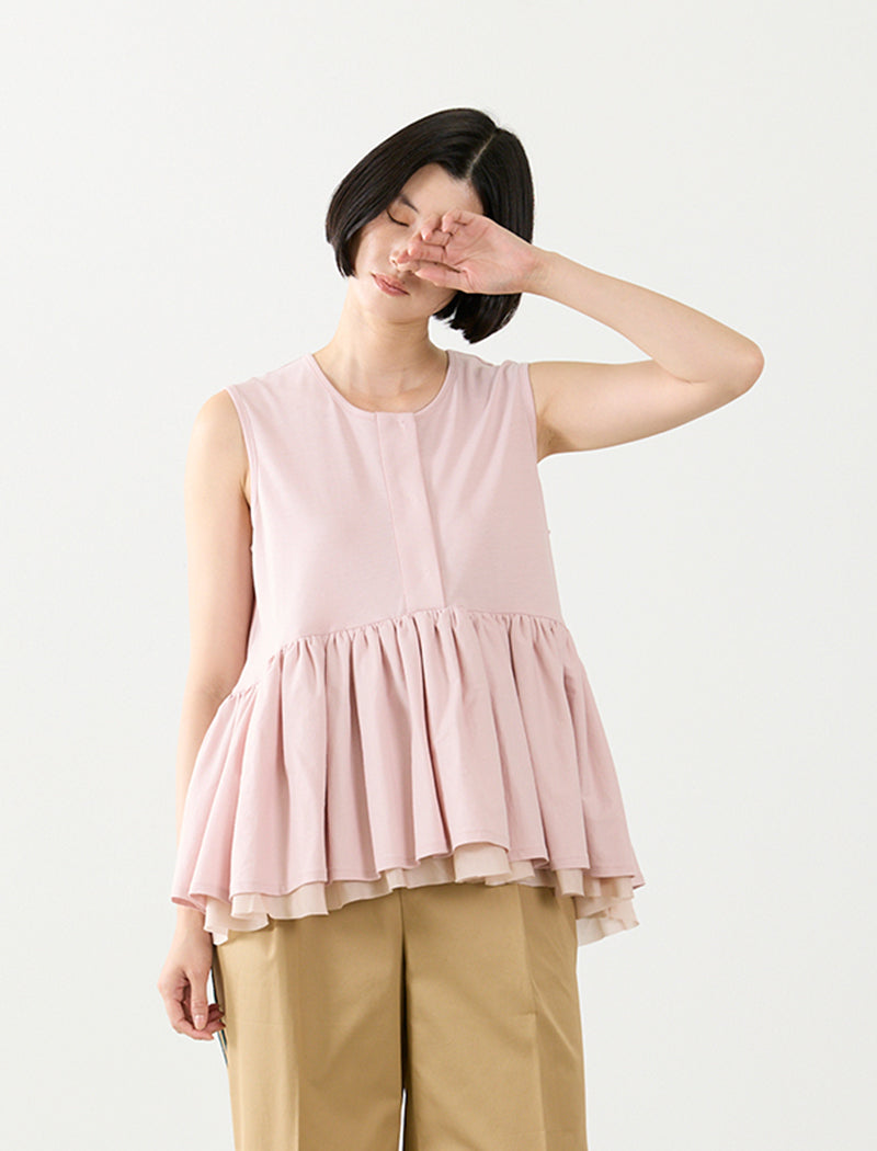 DRY COTTON JERSEY PEPLUM TEE