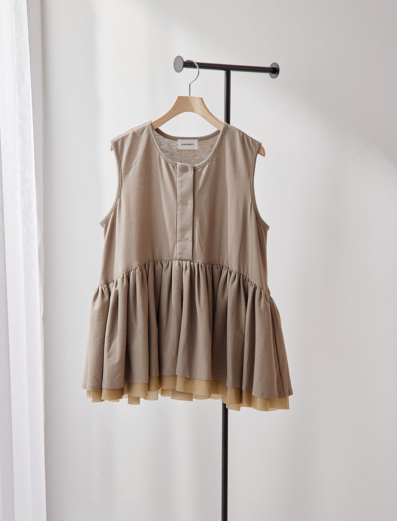 DRY COTTON JERSEY PEPLUM TEE