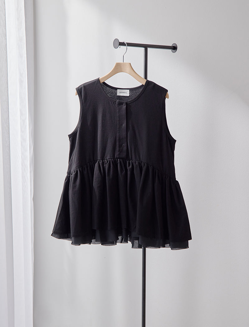 DRY COTTON JERSEY PEPLUM TEE