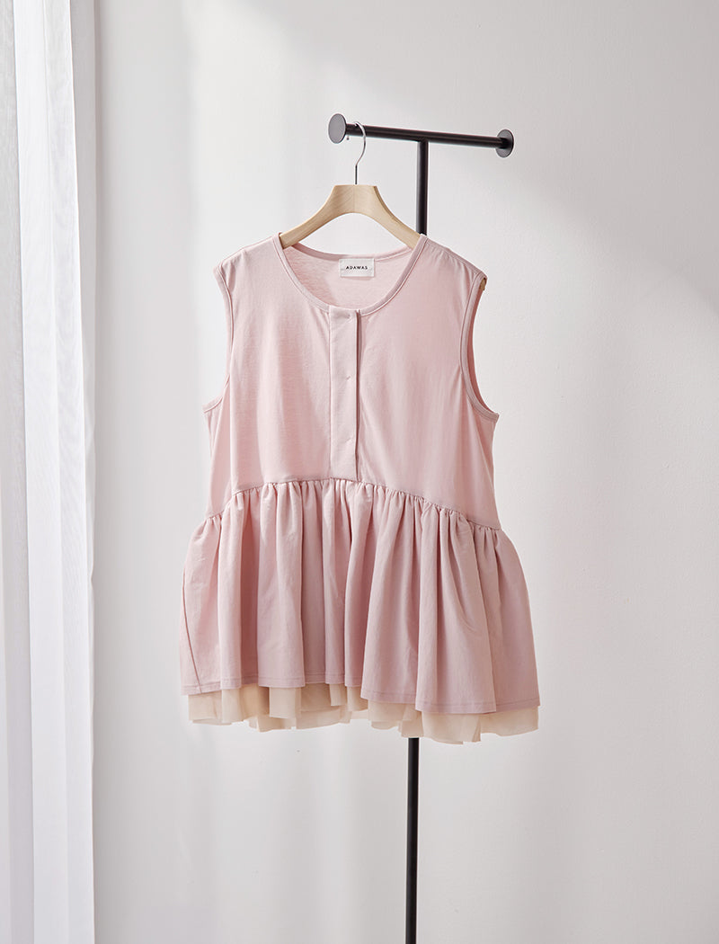 DRY COTTON JERSEY PEPLUM TEE