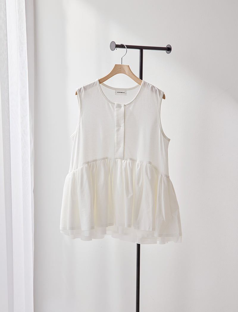 DRY COTTON JERSEY PEPLUM TEE