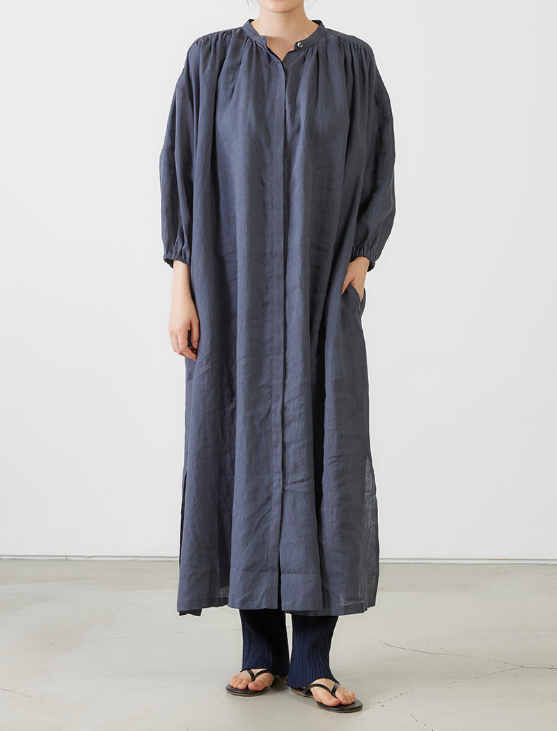 BUTTON-FRONT LINEN DRESS