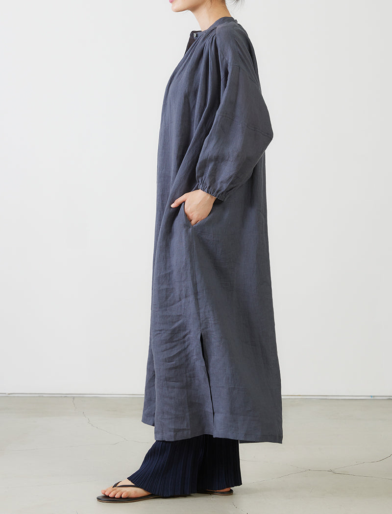 BUTTON-FRONT LINEN DRESS