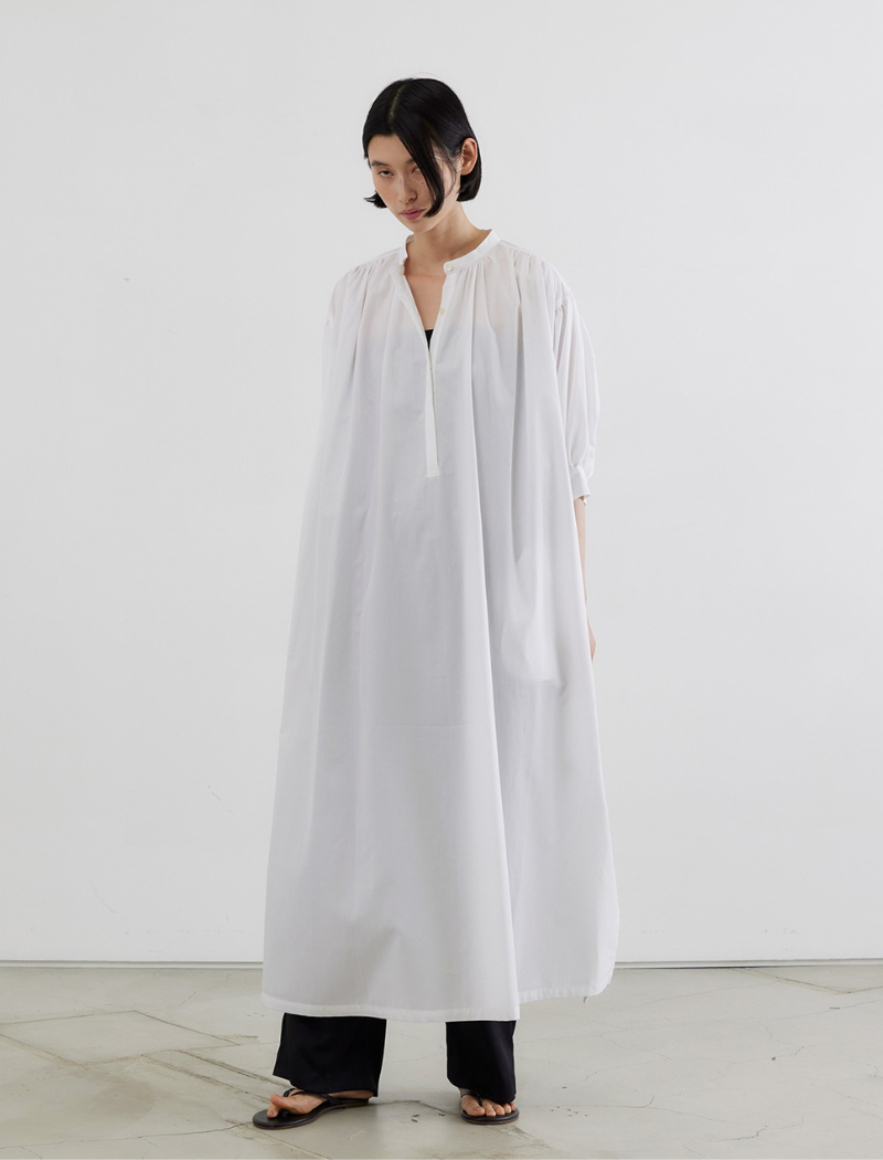 TWILL BAND-COLLAR DRESS
