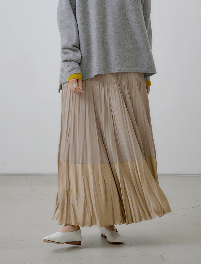 2TONES PLEATED SKIRT