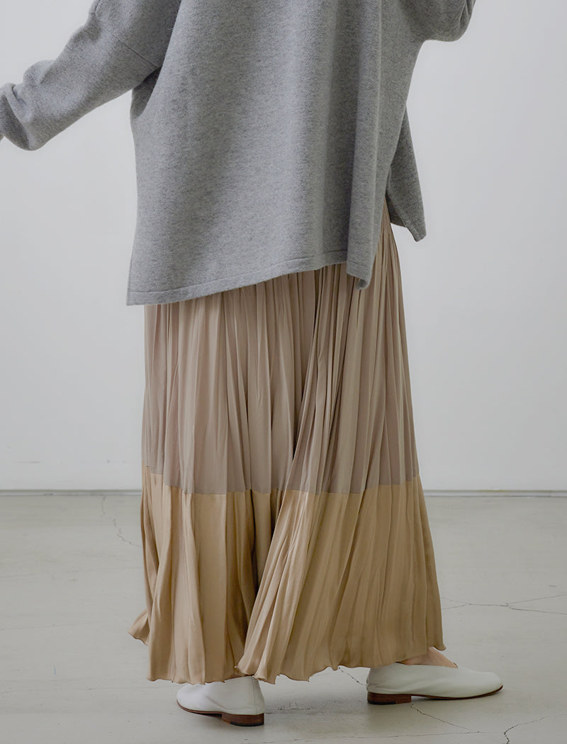 2TONES PLEATED SKIRT