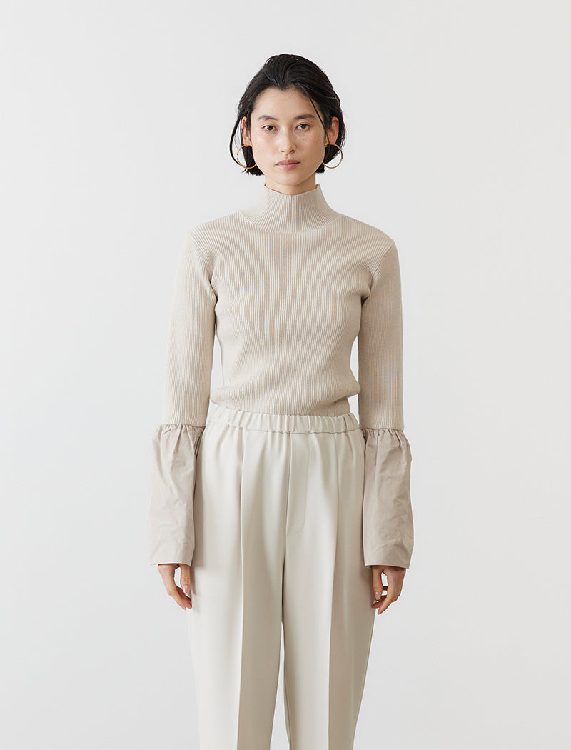 RIBBED KNIT BELL-SLEEVE TOP