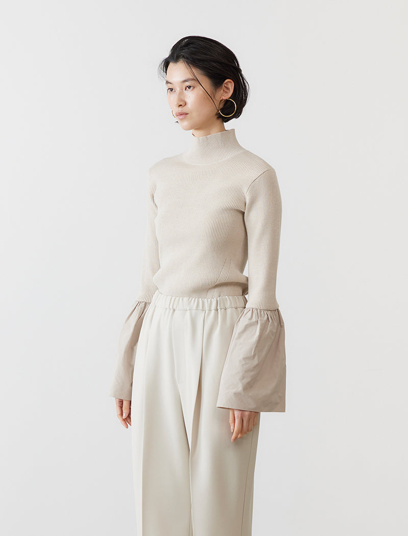 RIBBED KNIT BELL-SLEEVE TOP
