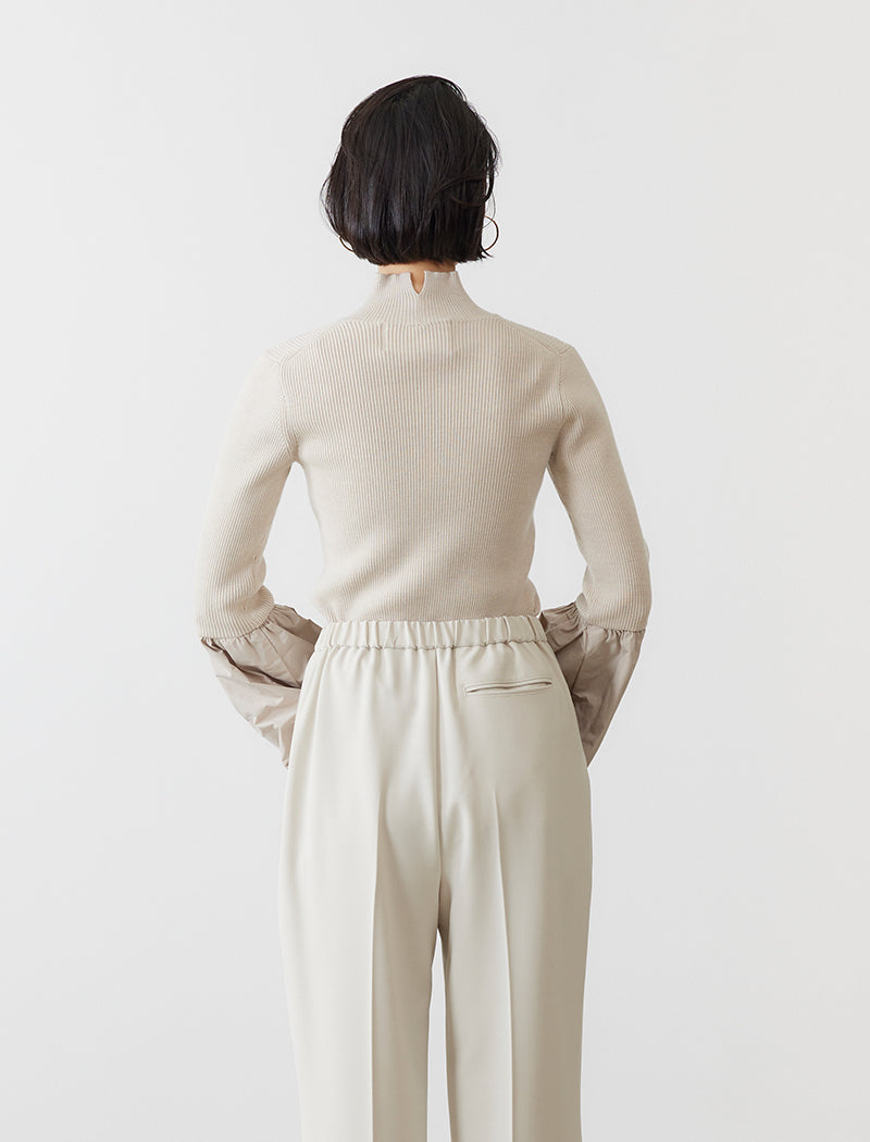 RIBBED KNIT BELL-SLEEVE TOP