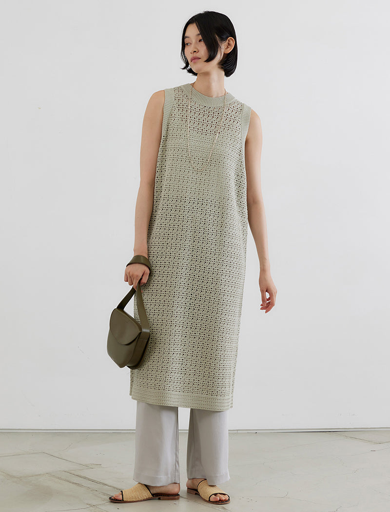 CROCHET KNIT LAYERED DRESS
