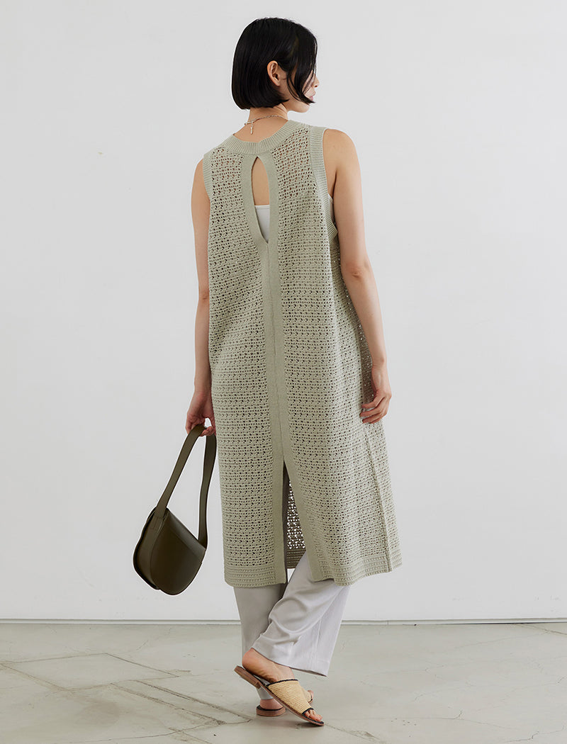CROCHET KNIT LAYERED DRESS