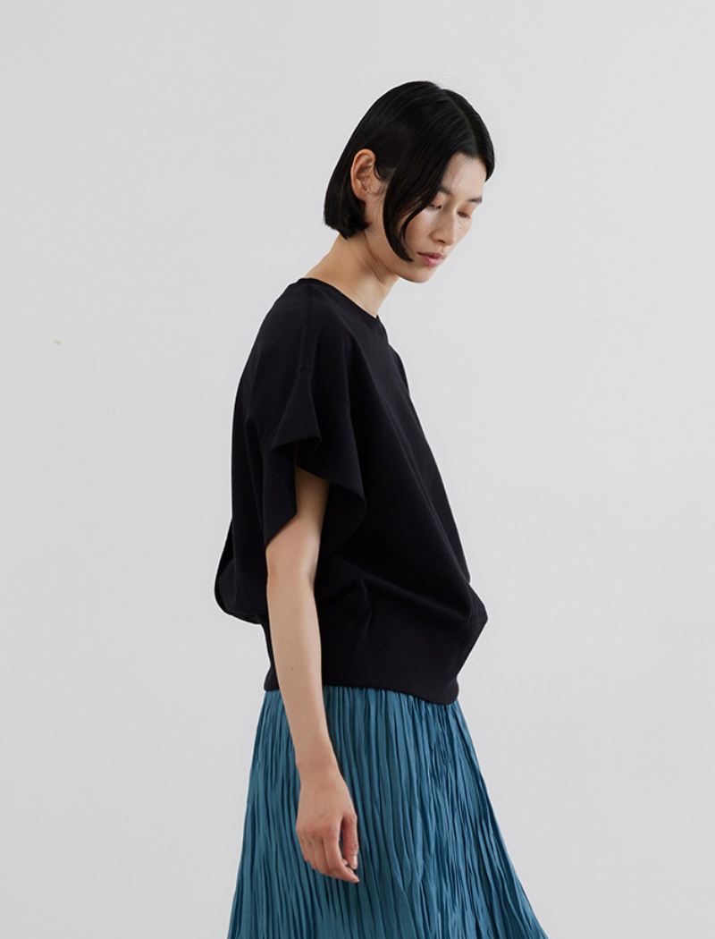 FRENCH TERRY FLARED SLEEVE TOP