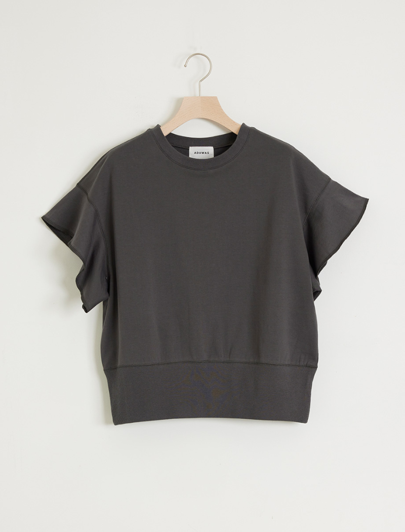 FRENCH TERRY FLARED SLEEVE TOP