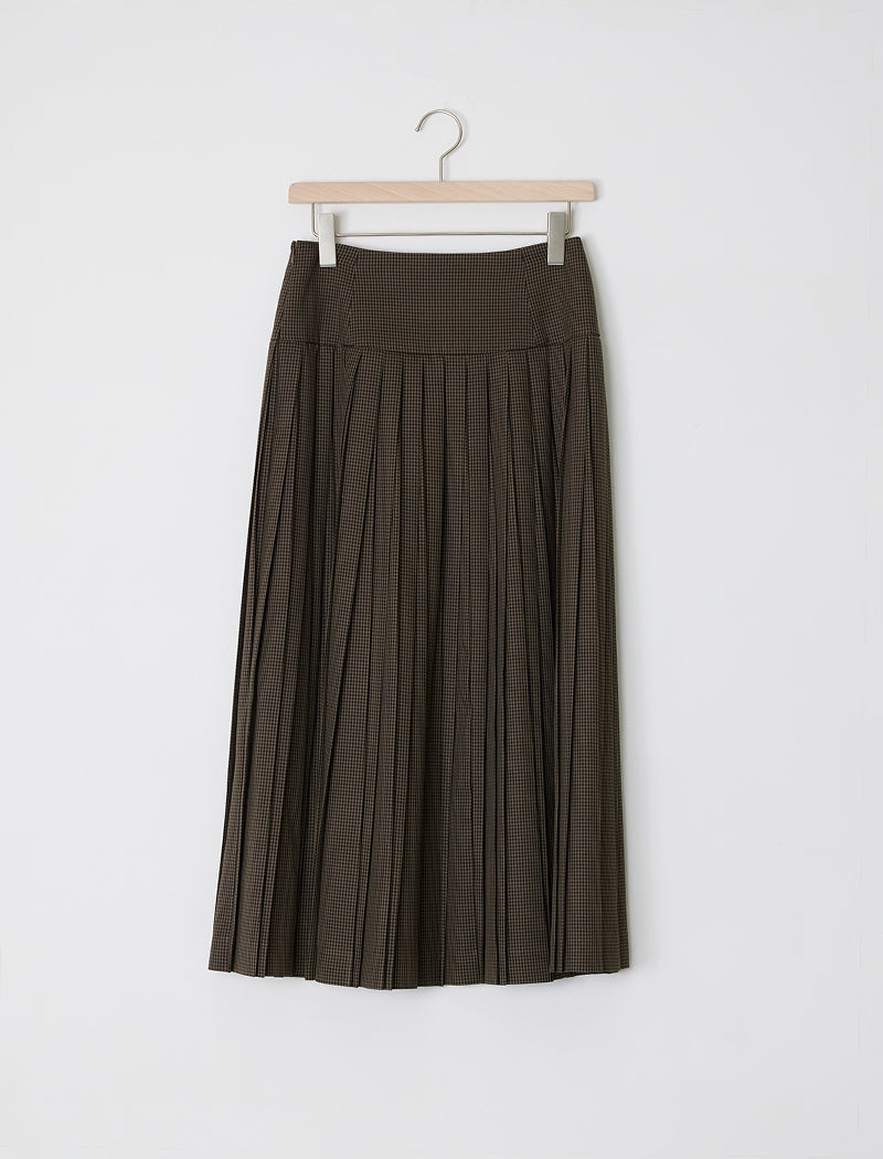 CHECK PATTERN PLEATED SKIRT