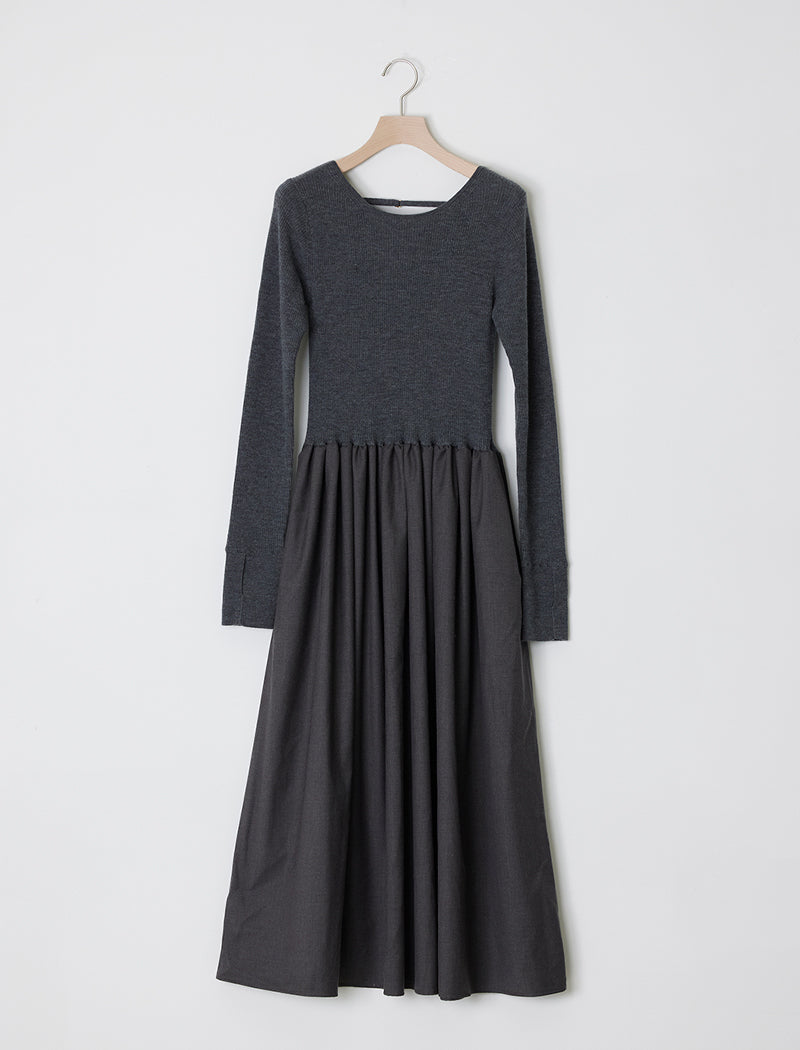 WOVEN-PANEL GATHERED DRESS