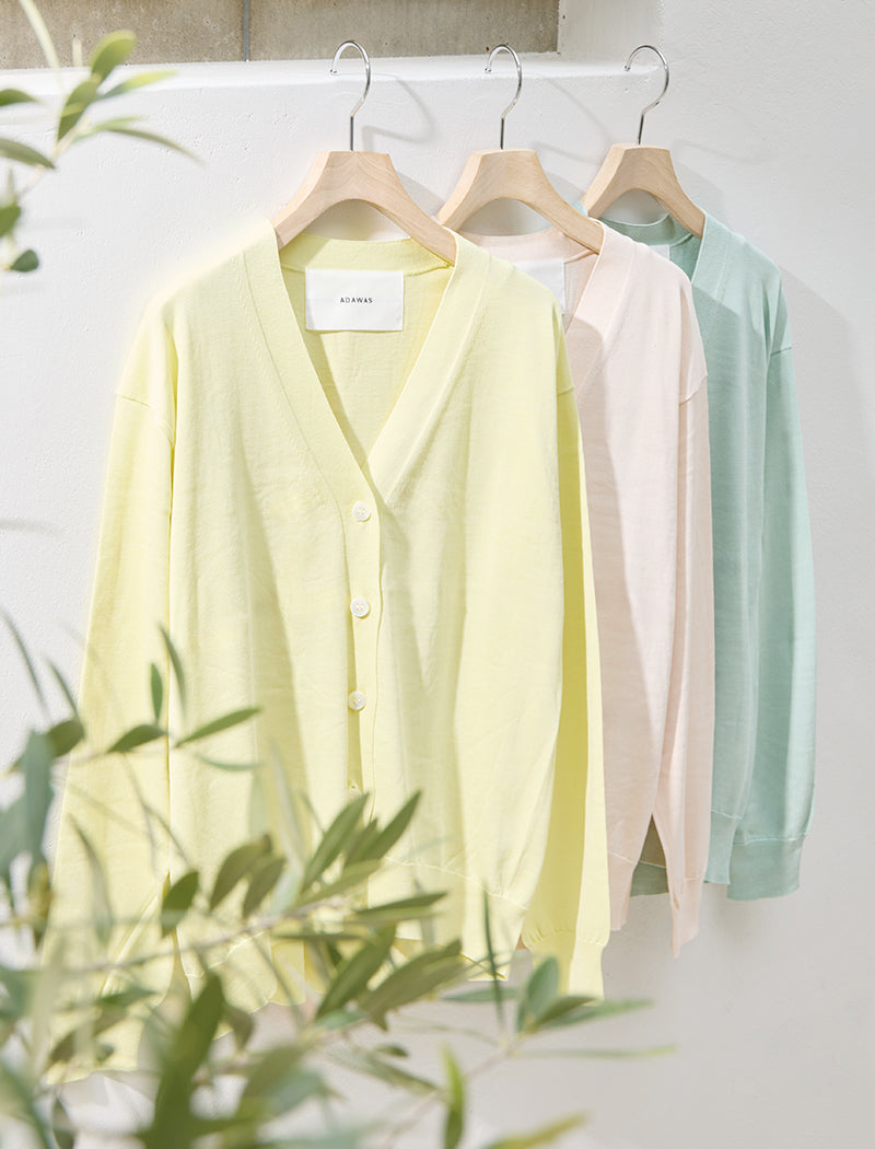 COTTON-SILK V-NECK CARDIGAN