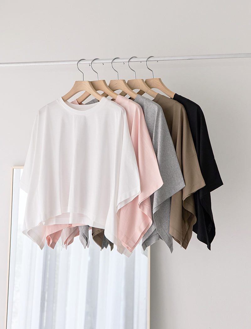 COMPACT COTTON JERSEY PONCHO TEE