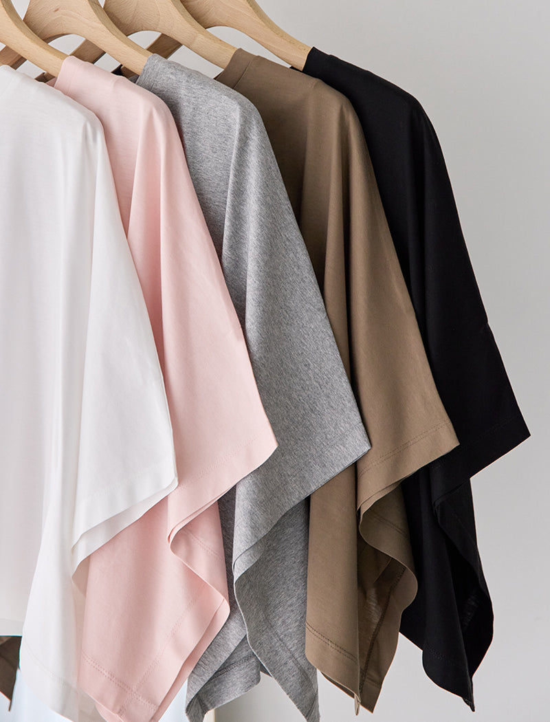 COMPACT COTTON JERSEY PONCHO TEE