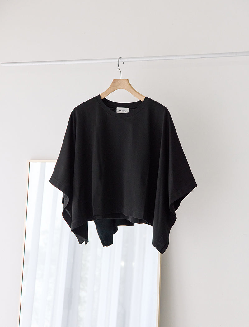 COMPACT COTTON JERSEY PONCHO TEE