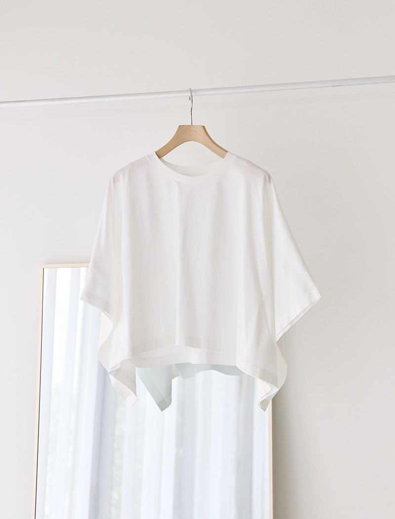 COMPACT COTTON JERSEY PONCHO TEE