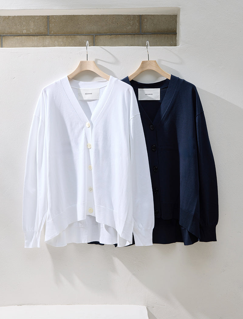 SUVIN COTTON V-NECK CARDIGAN