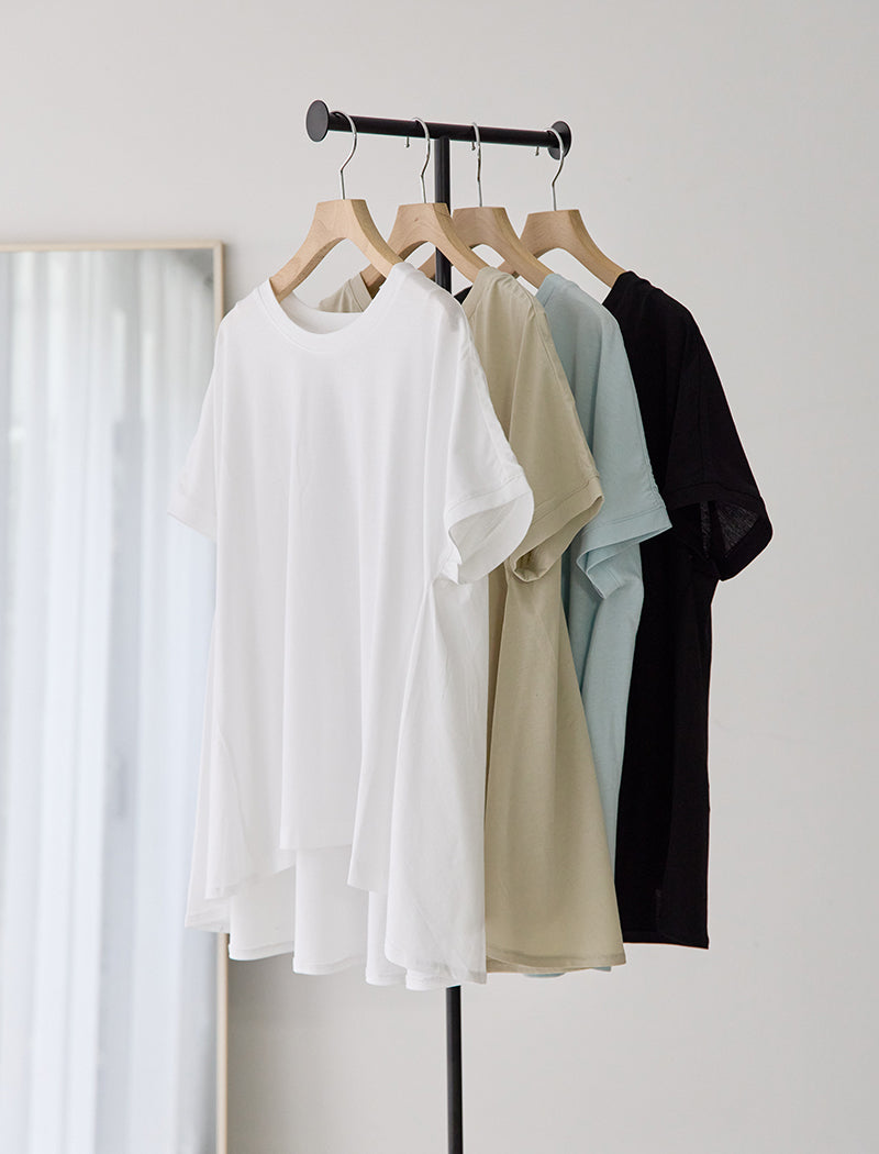 HIGH-TWIST COTTON JERSEY FLARED TEE