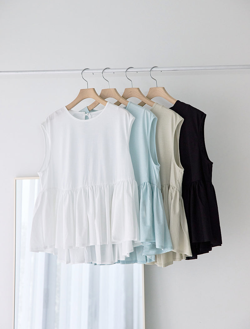 HIGH-TWIST COTTON JERSEY GATHERED TEE