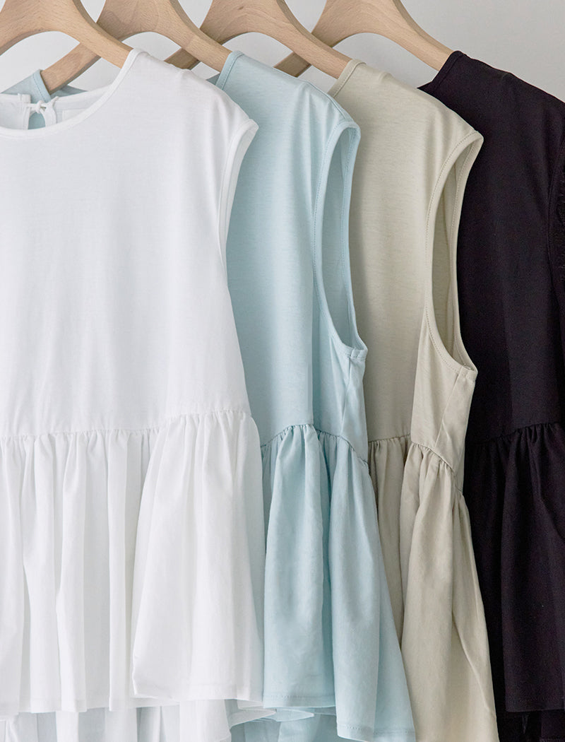 HIGH-TWIST COTTON JERSEY GATHERED TEE