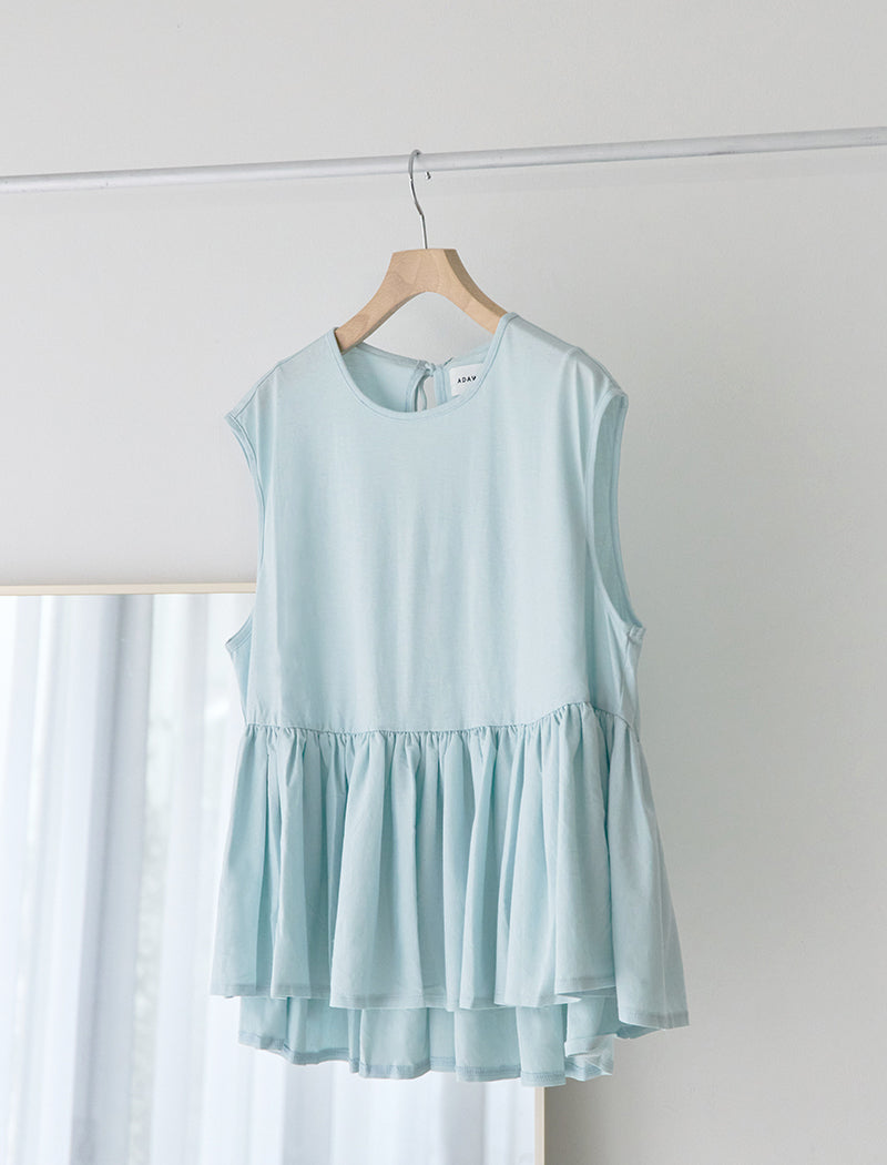 HIGH-TWIST COTTON JERSEY GATHERED TEE