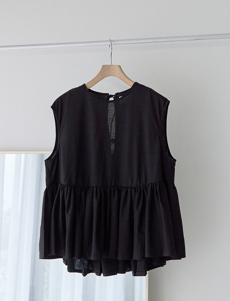 HIGH-TWIST COTTON JERSEY GATHERED TEE