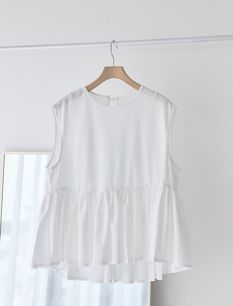 HIGH-TWIST COTTON JERSEY GATHERED TEE