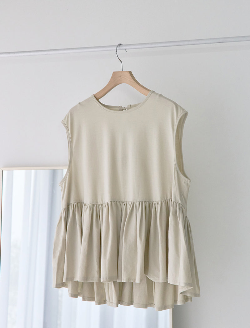 HIGH-TWIST COTTON JERSEY GATHERED TEE