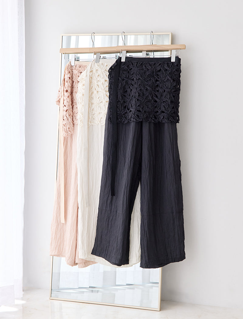 TAPE EMBROIDERY TWO-PIECE TROUSER SET