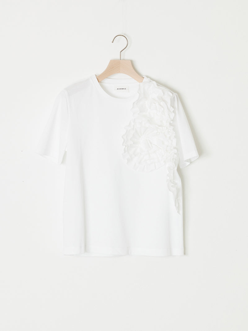 MILANO-RIB JERSEY FLOWER-DETAILING TEE