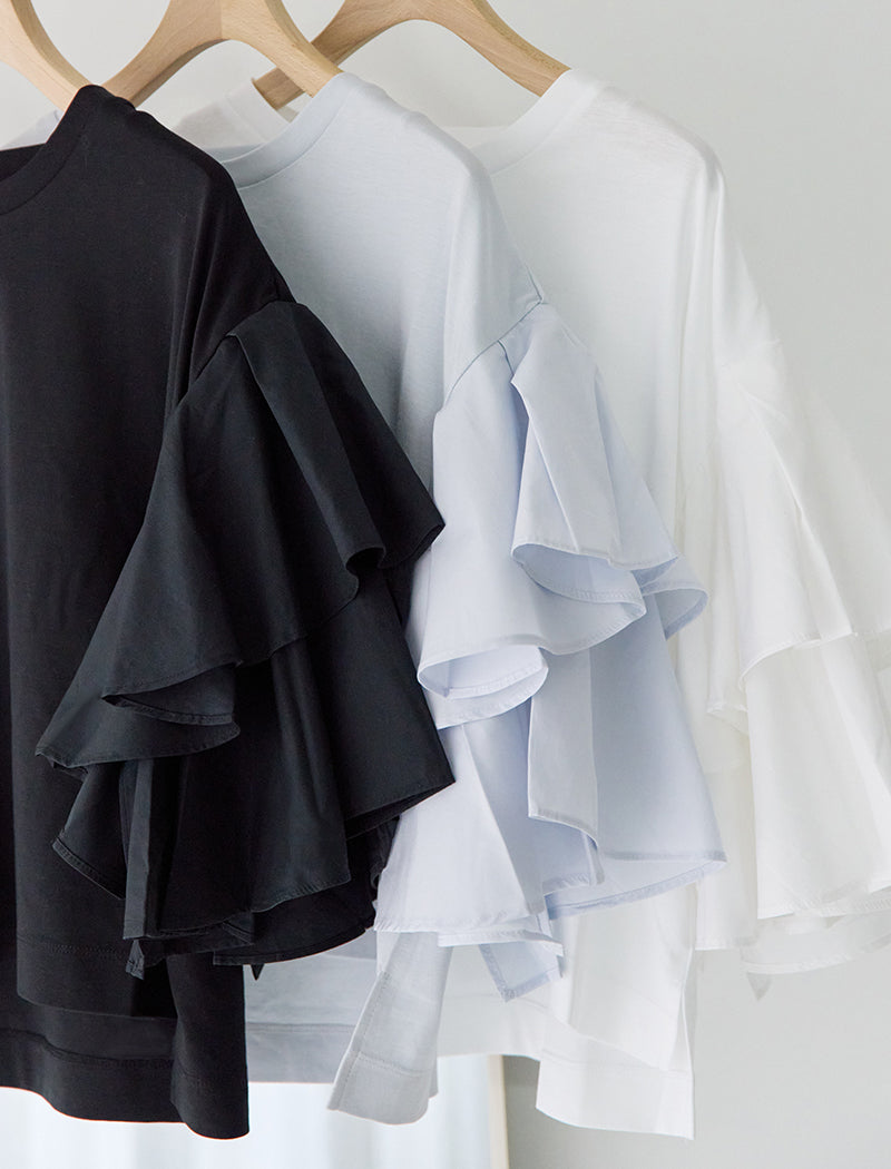 MILANO-RIB JERSEY ASYMMETRIC SLEEVE TEE